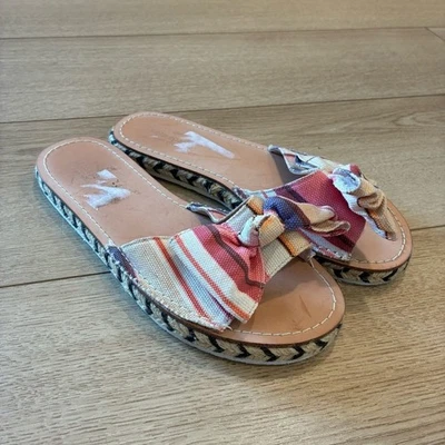 Kate Spade Idalah Alpargatas Sin Cordones Lona Sandalia Lazo Rayas Talla 8 Foto 1 de 4