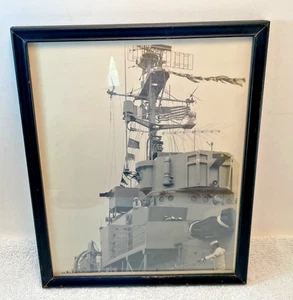 VTG Framed Gelatin Silver Black/White Photo 1960 Navy Military Boat Korea 10.75" - Picture 1 of 6
