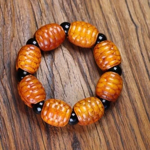 23*26 mm Tibetische Perlen Armband Männer Reichtum Schildpatt Handarbeit Ethno Schmuck - Bild 1 von 4