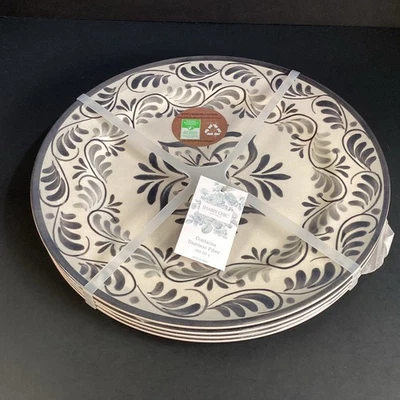 4 nuevos platos de cena Shabby Chic tonos grises desplazamiento material renovable y melamina Foto 1 de 4
