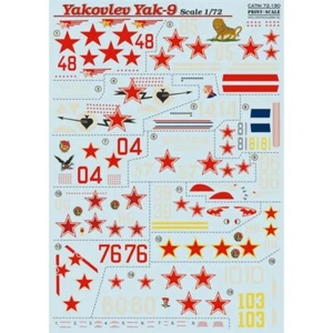Print Scale 72-190 Decal airplane 1:72 Yakovlev Yak-9 Part 2 Waterslide decals - Imagen 1 de 12