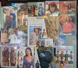 Vintage Knitting Pattern Knit Berroco Spinnerin Bucilla Lot of 17 books leaflets - Picture 1 of 9
