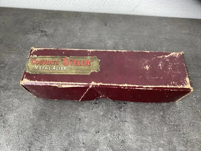 Ancienne Boîte Cartonne vide Couverts Stella Métal Acier Pub Deco - Photo 1/4