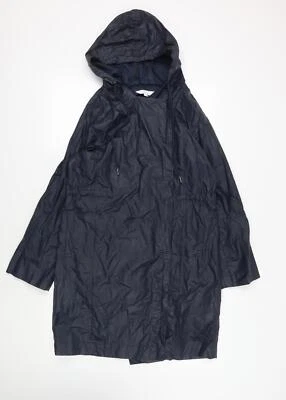 Marks and Spencer Womens Blue Rain Coat Size M Zip - Hooded Water Resistant - Image 1 of 4