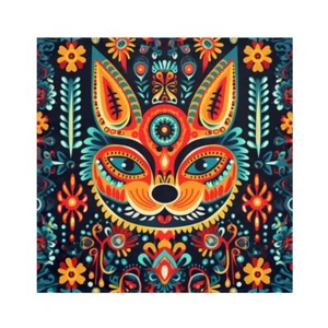 19" X 19" Napkin 4-pack set Fox Red Orange Aqua Blue Mexican Cloth Cocktail - Picture 1 of 5