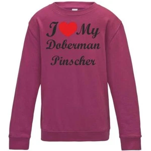 I Love My Doberman Pinscher Dog Kids Childrens Sweatshirt Jumper Birthday Gift - Picture 1 of 2