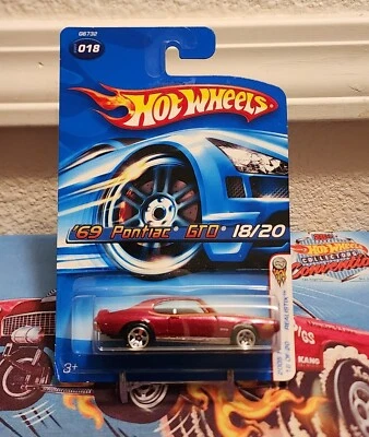 2005 Hot Wheels Kmart #18 First Editions Realistix '69 PONTIAC GTO Drk Red w5Sp  - Image 1 of 3