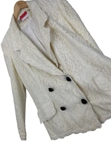 16 Oscar De La Renta Cream Lace Double-Breast Blazer Jacket Women’s VTG - Picture 1 of 9