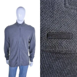 CALVIN KLEIN Vintage 90s Sweatshirt XL Grey Zip Sweater Jumper Top Jacket 1990s - Picture 1 of 6