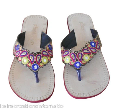 Women Slippers Leather Handmade Indian Casual Slip Ons Cream US 5-9 - Image 1 of 4