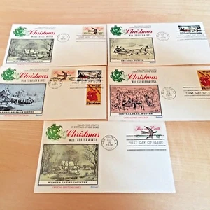 LOT OF 5  CURRIER AD IVES CHRISTMAS    1974 POSTAL COVERS - Picture 1 of 1