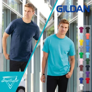 Heavy Cotton Mens T-Shirt Short Sleeve Crew Neck Round Gildan Hammer Plain Top - Picture 1 of 18