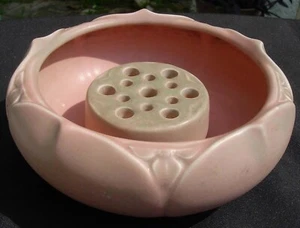 ROOKWOOD Console Bowl with Matching Flower Frog ~ Mauve! - Picture 1 of 9