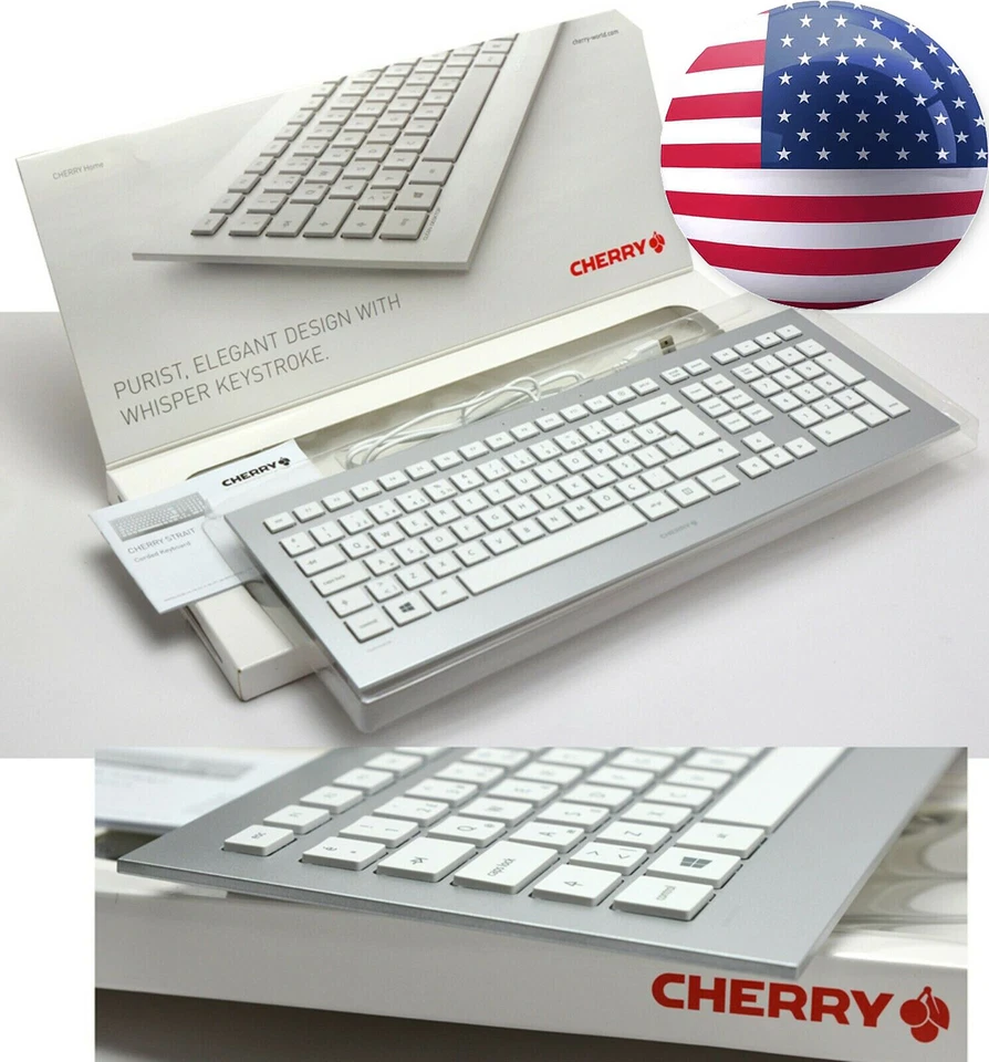 CHERRY SEHR SCHÖNE DESIGN TASTATUR STRAIT JK-0300 ALULOOK SLIM ENGLISH USA US - Bild 1 von 1