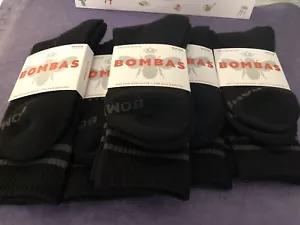 Bombas Unisex Crew Socks MID CALF Black Size M Women8-9.5 Men 6-9 Lot Of 5 Pairs - Picture 1 of 12