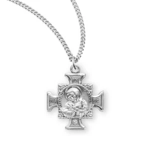 St Saint Francis of Assisi Sterling Silver Maltese Cross Medal + 18" Chain 1588 - Picture 1 of 4