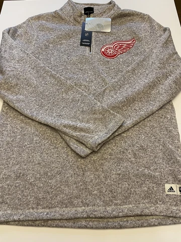 Adidas NHL Detroit Red Wings 1/4 Zip Sweater Pullover Grey Mens Size Large New Cover
