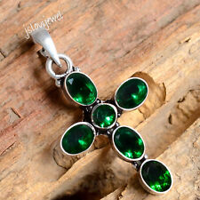 Chrome Diopside Gemstone Cross 925 Sterling Silver New Design Woman Pendant