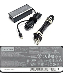 Lenovo 65 Watt Type-C USB AC Adapter ADLX65YCC3A For ThinkPad IdeaPad ThinkBook - Picture 1 of 6
