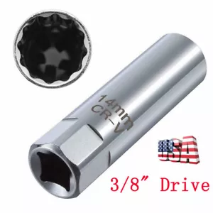 Llave de vaso de bujía de coche de 14 mm 12 puntos pared delgada 3/8" manga de accionamiento magnética ~ - Imagen 1 de 12