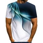Men's Summer Loose Fitted Tee Tops 3D Print Short Sleeve T Shirts Blouse