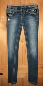Miss Me size 26 JEANS JE5688TR Straight FANCY! rhinestones sequins *058 - Picture 1 of 7