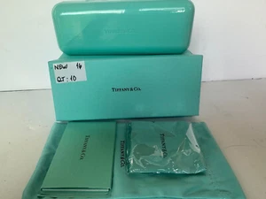 Tiffany & Co. Clamshell Eyeglass & Sunglasses Case w Cleaning Cloth, Bag NEW #16 - Picture 1 of 2