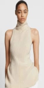 PROENZA SCHOULER High-Neck Ribbed Cotton-Blend Tank Top in Ecru NWT Size S - Picture 1 of 10