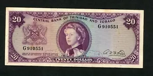 TRINIDAD & TOBAGO 20 DOLLARS L. 1964 PICK # 29b F-VF. - Imagen 1 de 2