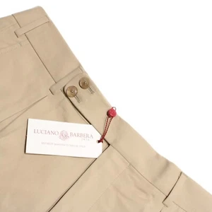 Luciano Barbera NWT Chinos / Casual Pants Size 50 (34 US) In Solid Beige Cotton - Picture 1 of 13