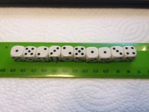 10 Black on White Dice,11mm - Picture 1 of 4