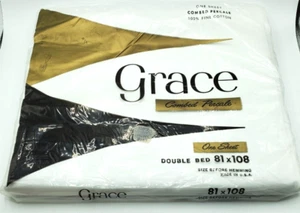 Vintage Grace gekämmtes Perkal weiß flaches Laken doppelt neu aus altem Lagerbestand 81 x 108 100 % feine Baumwolle - Bild 1 von 3