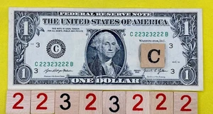 BINARY Solid Six Of A Kind 2s 3 Repeater Fancy Serial Number $1 Dollar Bill 2021 - Picture 1 of 9