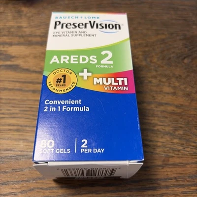 PreserVision AREDS 2+Multivitamínico 2 en 1 Vitamina para Ojos 80 Cápsulas Blandas EXP:06/2027 Foto 1 de 4