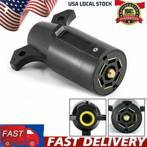 7 Way Round RV Style Trailer Light Plug Connector Replacement End Blade Pin PW - Bild 1 von 6