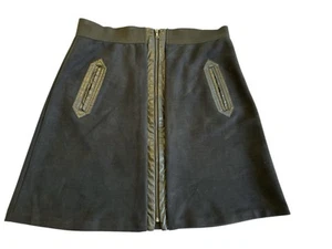 Eci New York Faux Suede Large Mini Skirt A-Line, Pencil, Front Zip Pockets Black - Picture 1 of 12