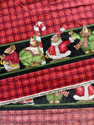 1 yd x 60” DAISY KINGDOM Celebrate Your Socks Off Christmas Cotton Fabric Border - Image 1 of 4