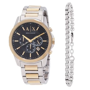 Armani Exchange Banks Chronograph Quartz Black Dial Men's Watch AX7148SET - Picture 1 of 4