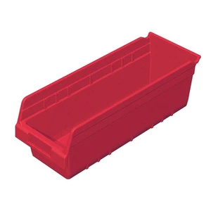 AKRO-MILS 30098RED Shelf Bin,Red,Plastic,6 in PK 10 - Picture 1 of 1