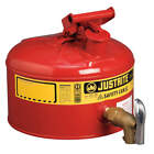 JUSTRITE 7225150 Type I Faucet Safety Can,2-1/2 gal.,Red 5LRG4