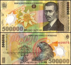 Romania 500000 Lei, 2000-2004, P-115, Used, Polymer - Picture 1 of 1