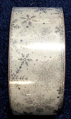 Berkley Jensen Christmas Wire Edged Ribbon Snowflakes White Silver 40 YD NEW - Image 1 of 2