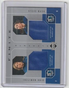 Nowitzki & Nash 2002-03 Upper Deck Finite Elements Memorabilia #DN/SN Mavericks - Picture 1 of 2