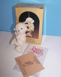 Precious Moments 1982 Christmas Ornament Girl Ice Skaing "Dropping in" E-2369 - Picture 1 of 1
