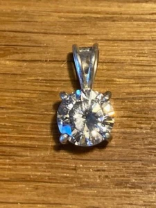 Large sparkly Hallmarked pendant 925 silver CZ stone approx. 1 cm in diameter - Picture 1 of 5