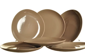 DIANE VON FURSTENBERG DVF Home Pebblestone Smoke Taupe Salad Plate Set/6 New - Picture 1 of 7