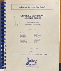 Charles Beaumont: Selected Stories	Dark Harvest, Ill  Uncorrected proof. - Picture 1 of 1