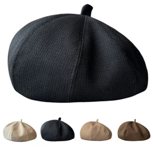 Women Solid Cotton Beret Beanie Hat Ladies Painter Octagonal Cap With Lined - Picture 1 of 5
