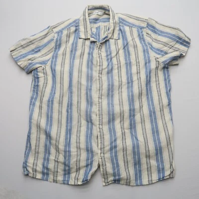 Camisa Sonoma Para Hombres Mezcla de Lino XL Azul Manga Corta Rayas Costera Verano Informal Foto 1 de 4