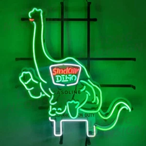 Sinclair Dino Gasoline Neon Light Sign Gas Station Garage Glass Decor Art 24x20 - Picture 1 of 11